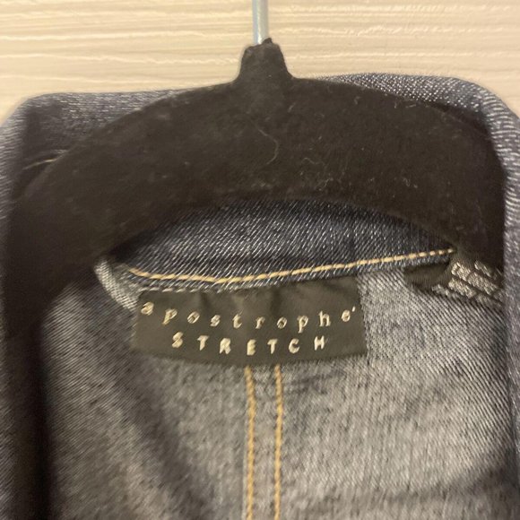 Apostrophe Women's Distressed Button Up Two Pocket Denim Jacket Blazer 10 Work - Picture 2 of 3